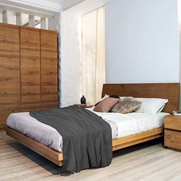 Luxury Cotton Blanket Grey Twin - Picture 6 of 6